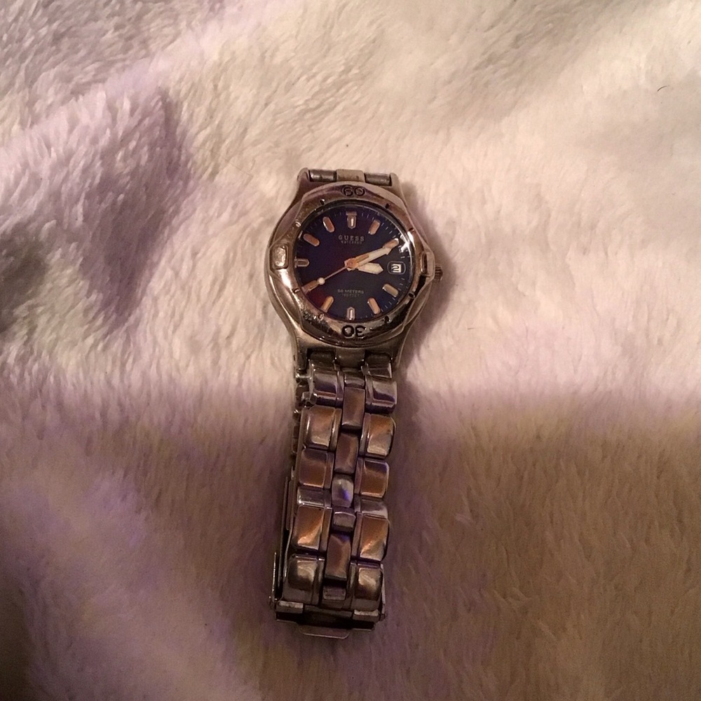 Guess Stainless Steel Watch with Blue Dial